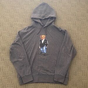 Polo Ralph Lauren Gray Hoodie with Bear Graphic